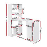 Artiss Computer Desk Bookshelf Drawer Cabinet White 120CM